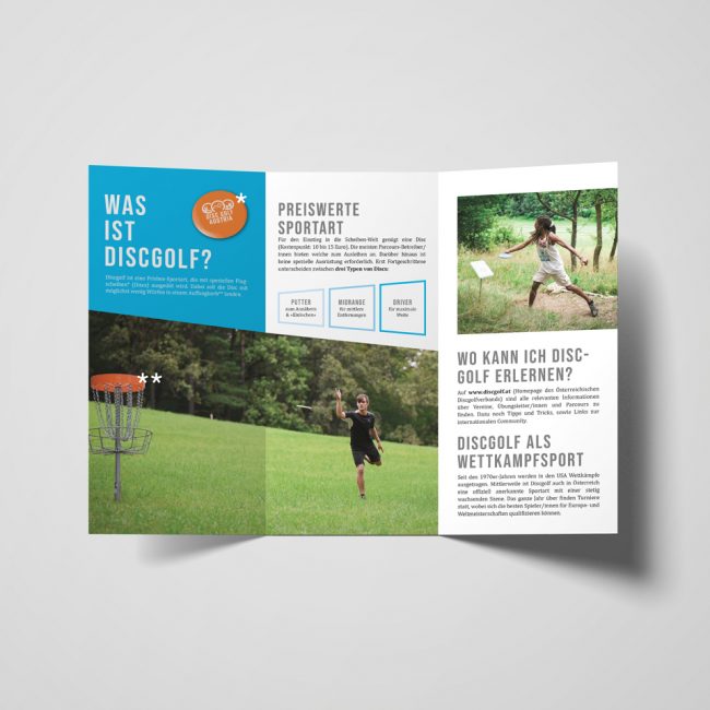 Ein Flyer des Verein Discgolf Austria